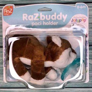 Razbaby Raz buddy Fox Pacifier‎ Holder Detachable Jollypop Soothie Nipple 0-6m